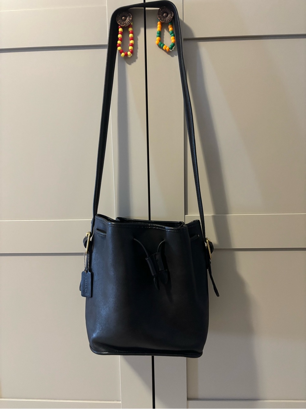 Coach black leather lula legacy bucket bag